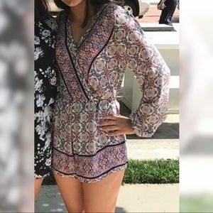 Miami Red & Navy Patterned Romper